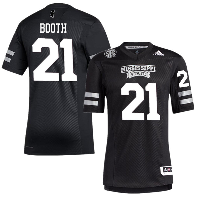 Men #21 Davon Booth Mississippi State Bulldogs College Football Jerseys Stitched-Black